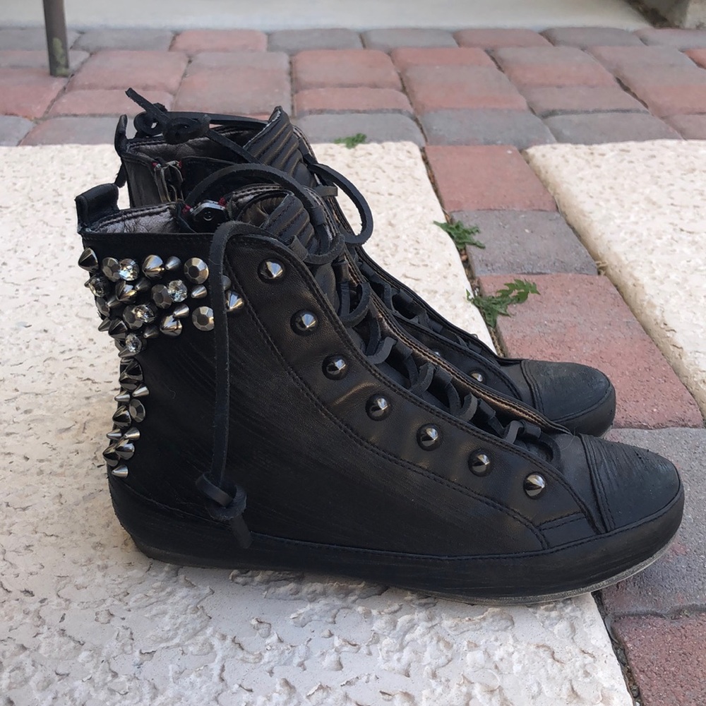 Sam Edelman Studded Black Leather Sneaker Boot